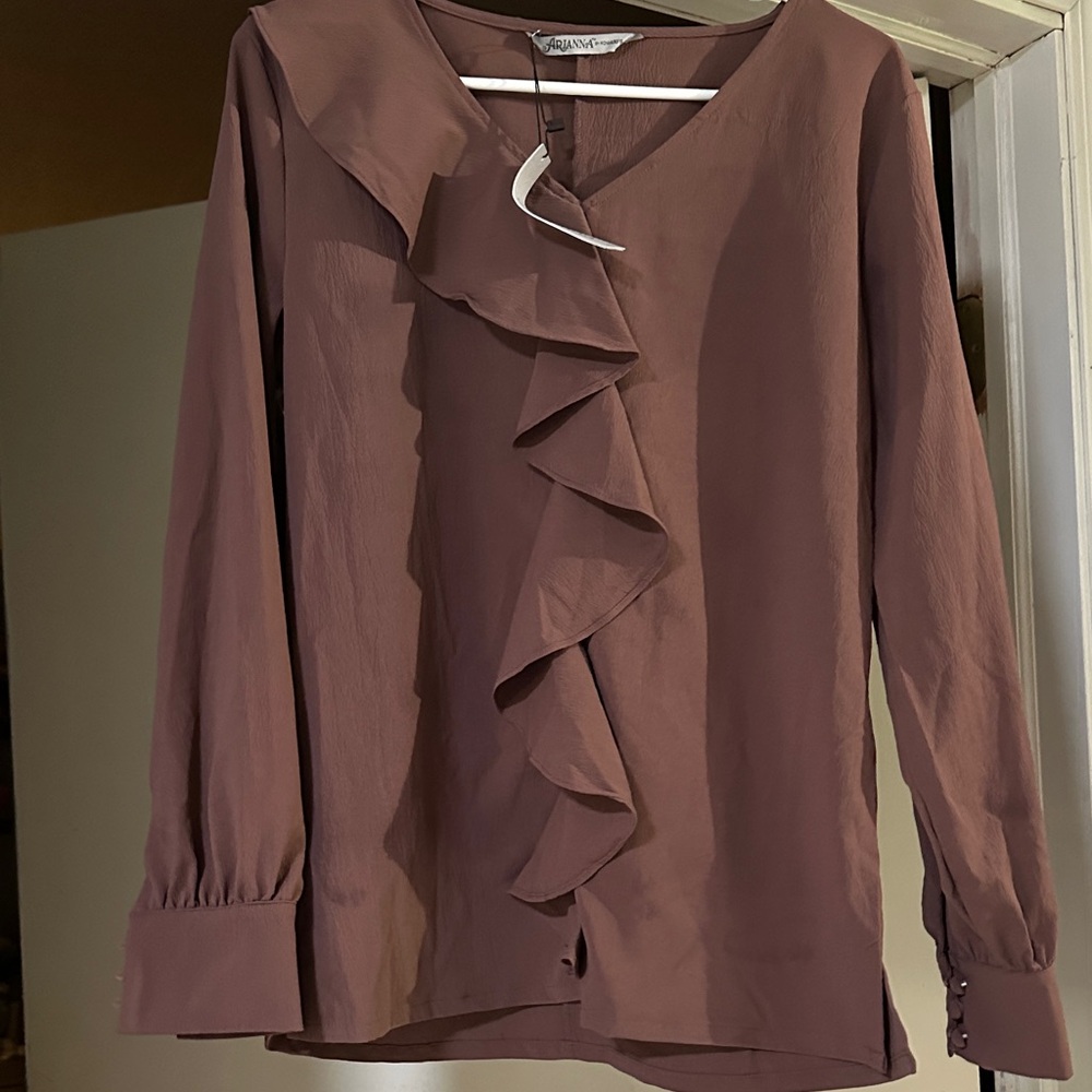 Elegant Arianna Mauve Ruffle Blouse Size s/m‎